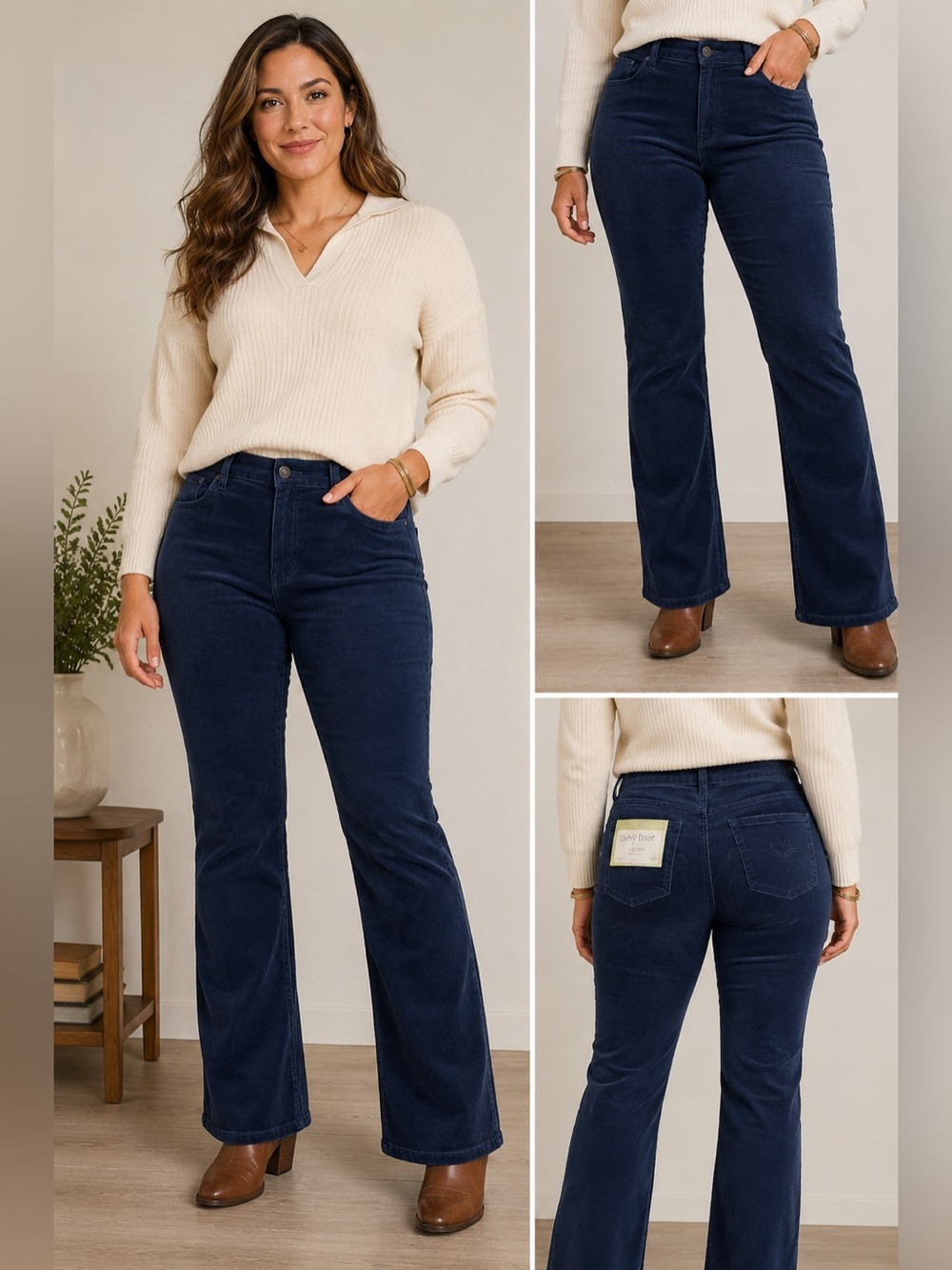 LOFT Curvy Boot Navy Blue Corduroy Pants Size 6 Stretch Bootcut